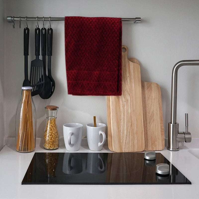 TALVANIA Red Kitchen Dish Towels 100% Cotton Dobby Weave Terry Towel Set, 12 Pack Soft and Absorbent Multipurpose Dish Cloth, Hand Towel and All Kitchen Cleaning 15â€ X 25â€ Machine Washable - Image 4